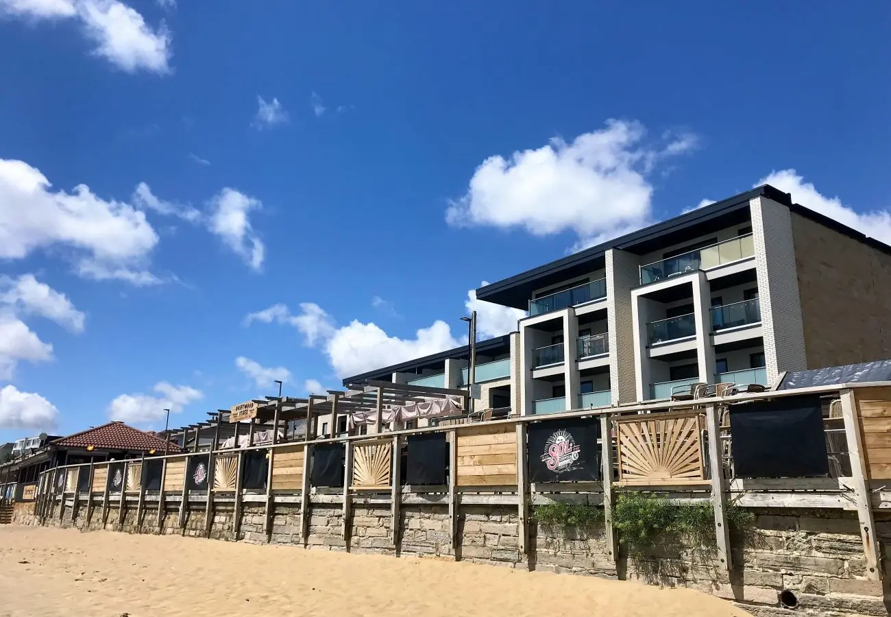 The apartment building viewed from Sandown beach