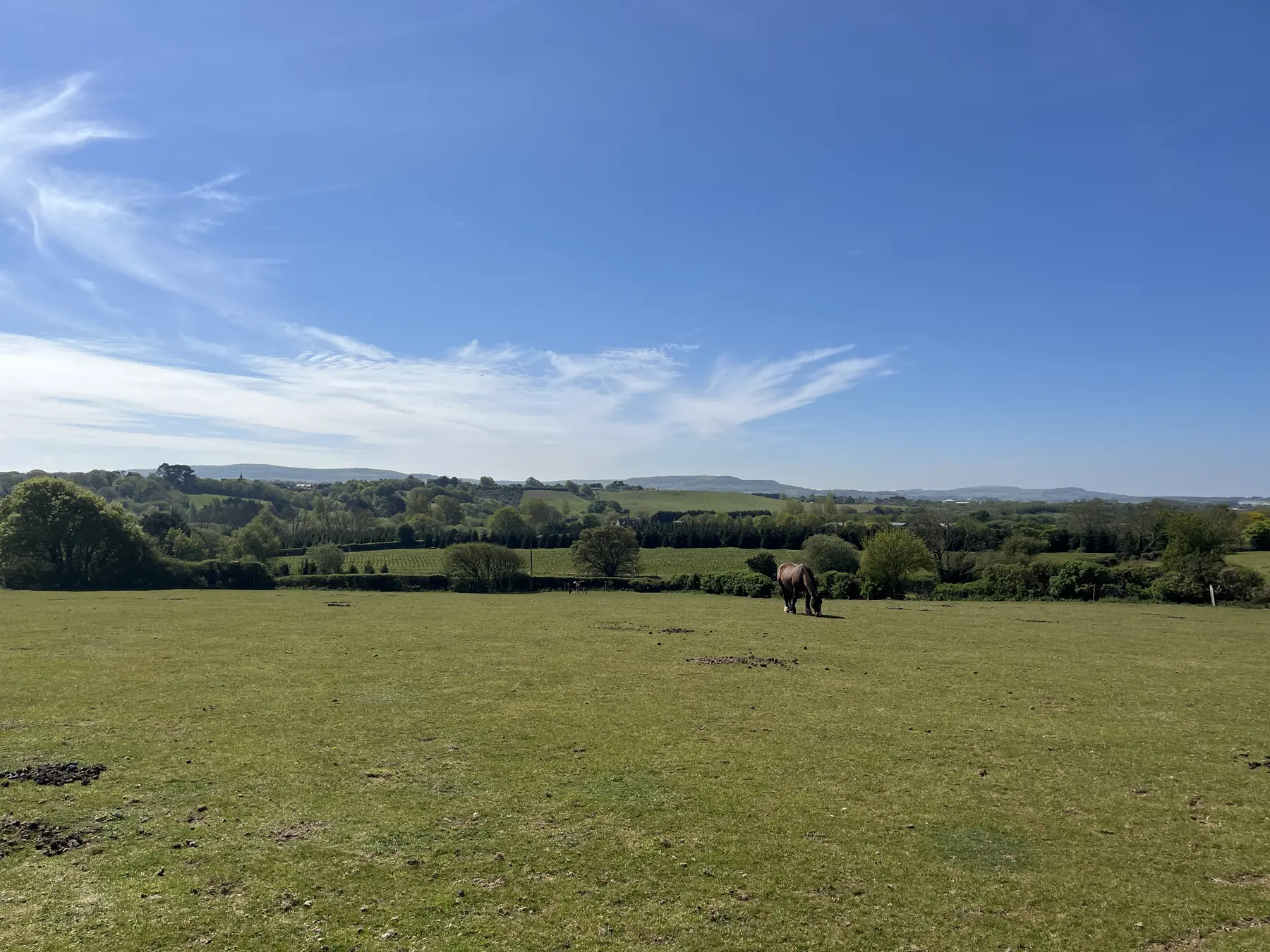 Open countryside and distant downs on the Isle of Wight